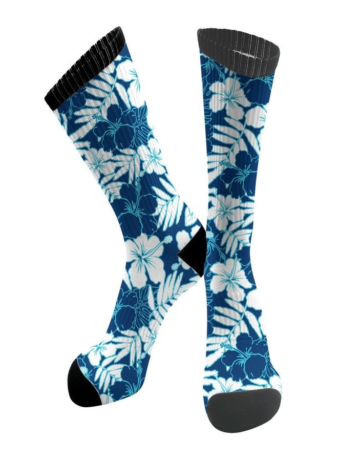 ACDRUING Hawaiian Hibiscus Flower Unisex Athletic Crew Cushion Socks For Running And Workout Performance Wicking Cushion Mid-Calf Socks For Men Women - Image 2